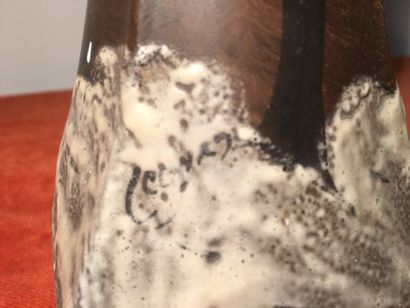 LEGRAS.
Pair of high neck glass vases with...