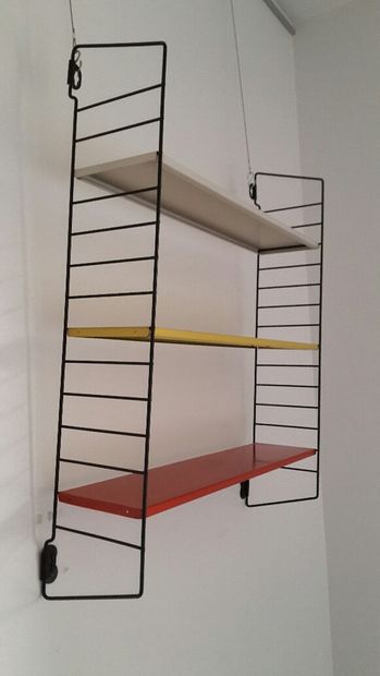 Pair of shelves in steel and painted sheet...