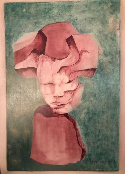 ATELIER JACQUES FOUGEIROL
ROSE FACE. 
Gouache,...