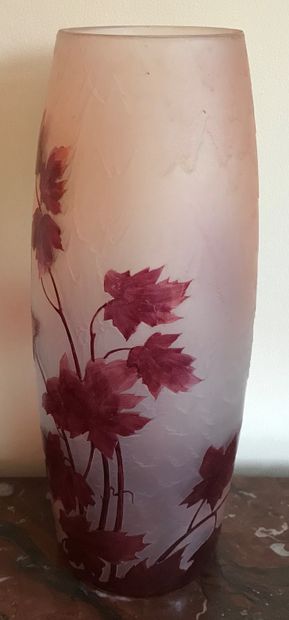 LEGRAS.
Ovoid glass vase with acid-etched...