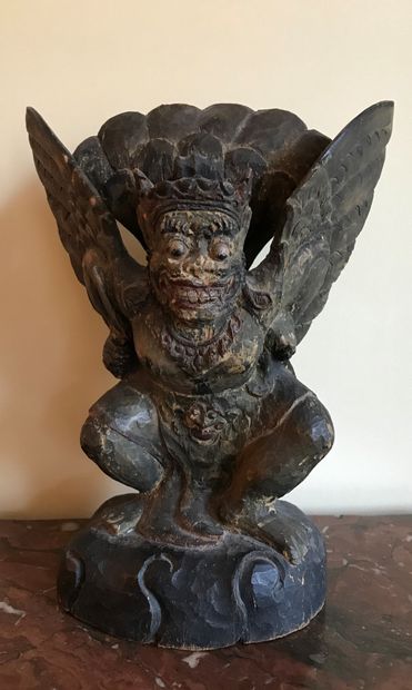 Carved and painted polychrome painted wooden...