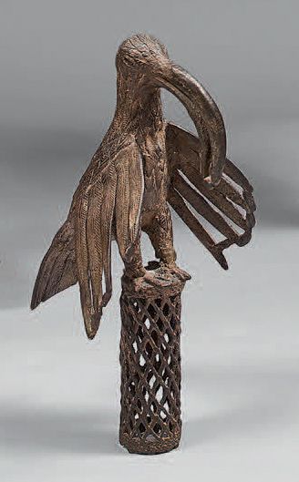 Iron or bronze scepter handle, the cross-grooved...