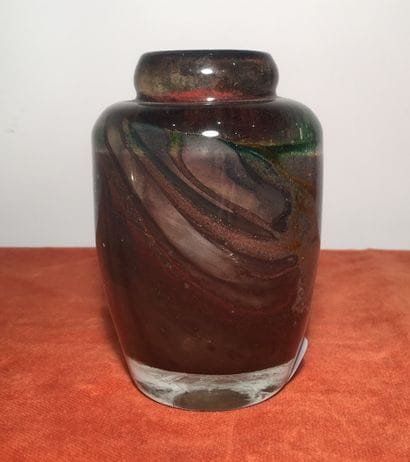 MURANO.
- Quadrangular ribbed vase in red...