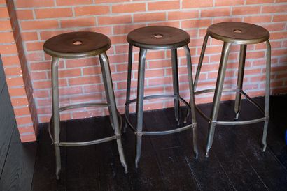 NICOLLE.
Three 40's steel barstools. 
Top....