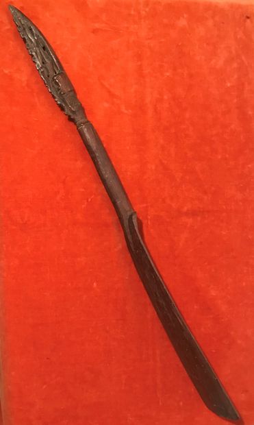 Wooden spatula. Korwar people. Irian Jaya....