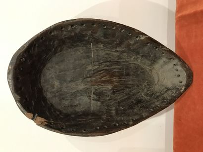 Almond mask with sharp eyes. Hard wood with...