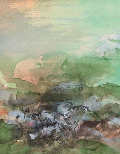 ZAO WOU-KI (1921-2013) :
COMPOSITION 
Watercolour,...