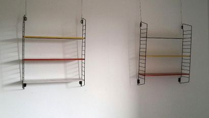 Pair of shelves in steel and painted sheet...