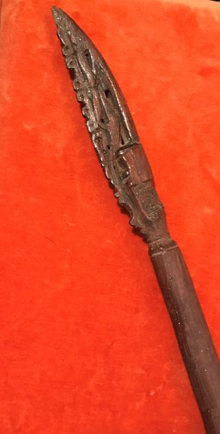 Wooden spatula. Korwar people. Irian Jaya....