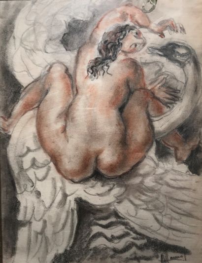 Alfred JANNIOT (1889-1969) :
LÉDA ET LE CYGNE...