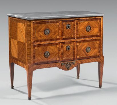 Veneer chest of drawers inlaid with nets...