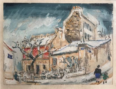 Lucien GENIN (1894-1953) :
LE LAPIN AGILE.
Gouache,...