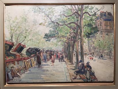 Gustave MADELAIN (1867-1944) :
LES BOUQUINISTES.
Huile...
