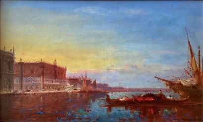 Henri DUVIEUX (1855-1902) :
VENICE.
Oil on...