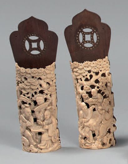 CHINE, Canton - Vers 1900.
A pair of openwork...