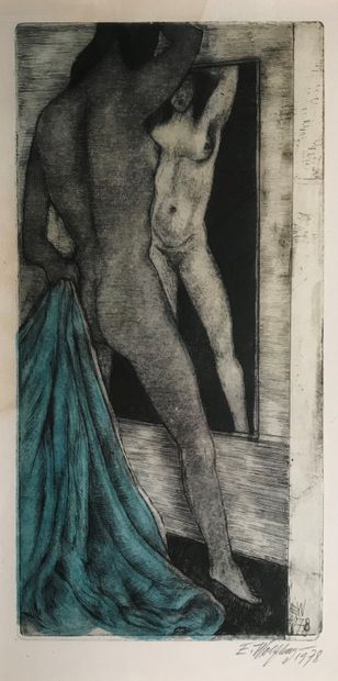Ernst WOLFHAGEN (1907-1992) :
NU A LA SERVIETTE...