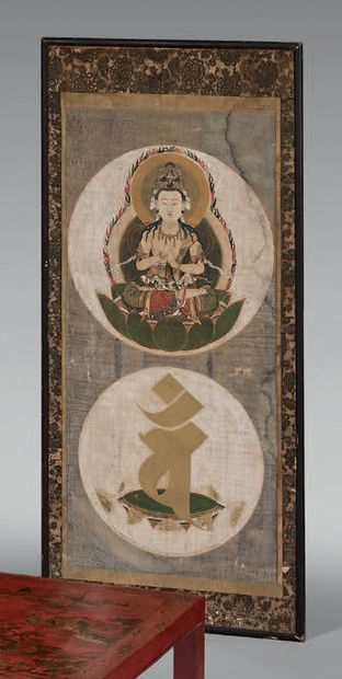 JAPON - Époque EDO (1603-1868), XVIIIe siècle.
Polychrome...