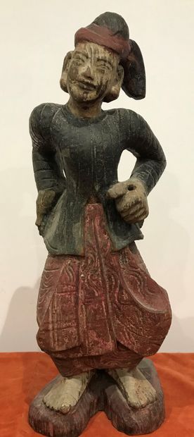 BIRMANIE - XXe siècle.
Polychrome carved...