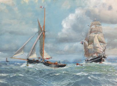 MARIN-MARIE (1901-1987) :
HARCOUËT.
Aquarelle...