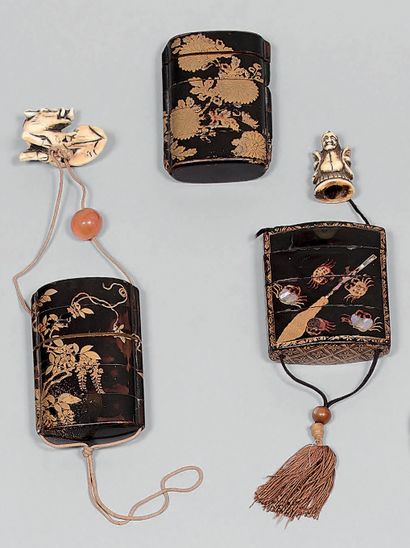 JAPON - Époque EDO (1603-1868).
Three inro...
