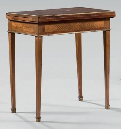 Mahogany veneered game table with inlaid...