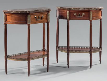 Pair of small mahogany and mahogany veneer...