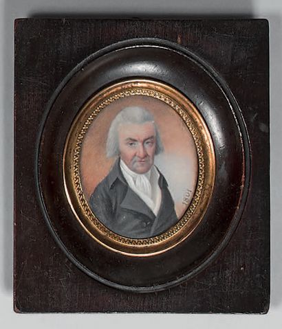 Oval miniature representing a man with grey...