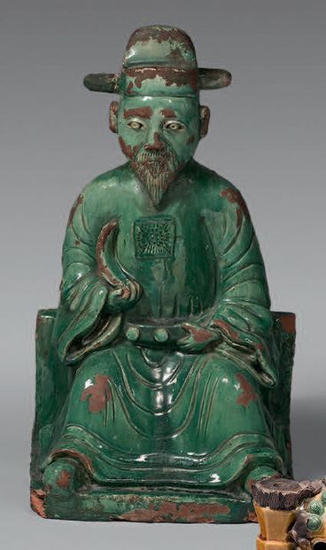 CHINE - XXe siècle.
Statuette de dignitaire...