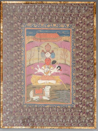 Indian miniature with gold highlights representing...