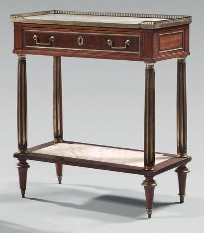Mahogany and mahogany veneer console inlaid...