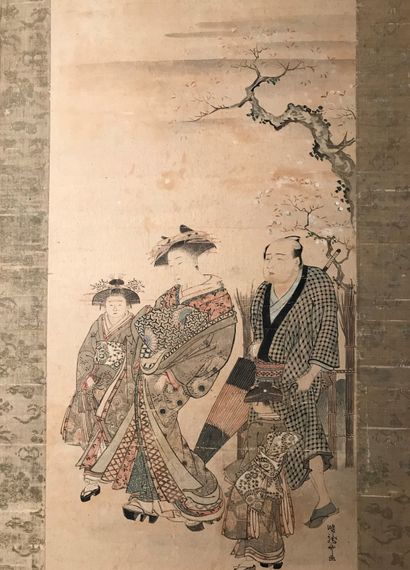 JAPON - XIXe siècle.
Ink and colours on paper,...