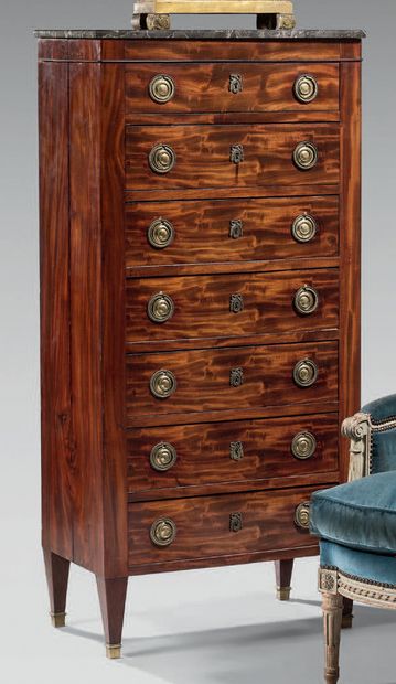 Moulded mahogany weekly cabinet with sharp...