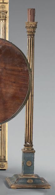 Gilded wood floor lamp, the fluted column...