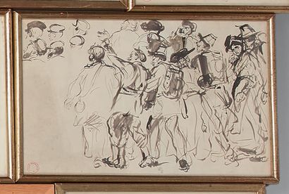 Alfred DEHODENCQ (1822-1882) :
THE TROOP.
Ink...