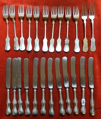 Twelve silver entremet forks (800), uniplat...