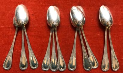 Suite of eleven small silver spoons (800),...
