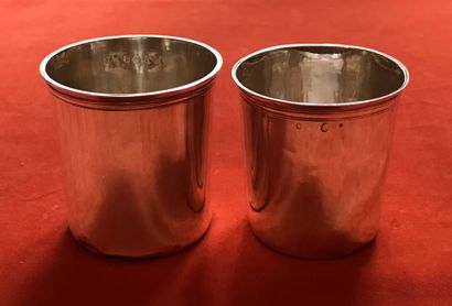 Two straight silver kettledrums (800), the...