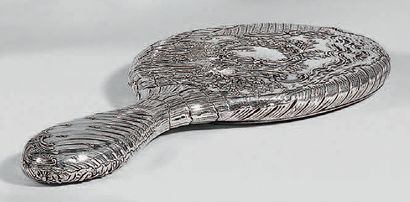 Miroir à main, la monture en argent (800),...