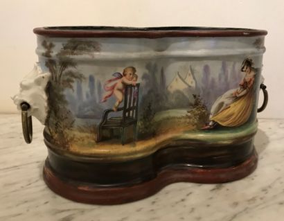 Rafraîchissoir à deux compartiments en porcelaine...