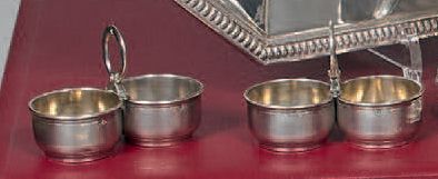 Pair of double silver (800) saltshakers,...