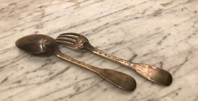 Couvert en argent, modèle uniplat.
XVIIIe...