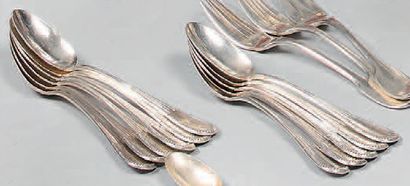 Set of eleven small silver mocha spoons (800),...