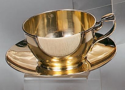 Silver (925) and vermeil cup and saucer,...