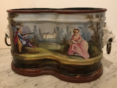 Rafraîchissoir à deux compartiments en porcelaine...