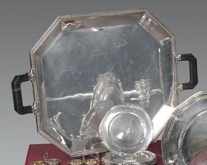 
Metal serving tray, rectangular shape with...