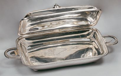 Silver (800) covered vegetable dish, rectangular...