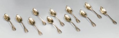 Eleven small silver (800) and vermeil spoons,...