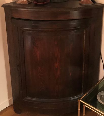 Rustic moulded fruitwood corner with patina...
