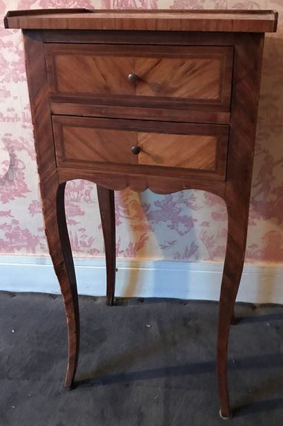 Veneered bedside table inlaid with nets drawing...