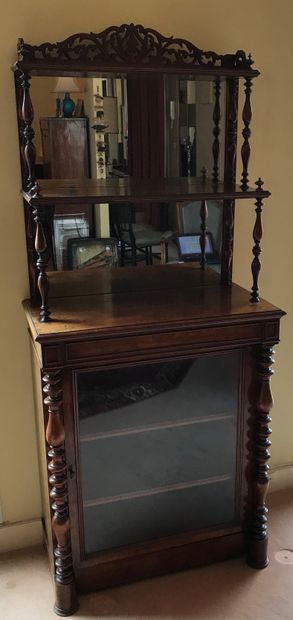 Mahogany and mahogany veneer display case,...